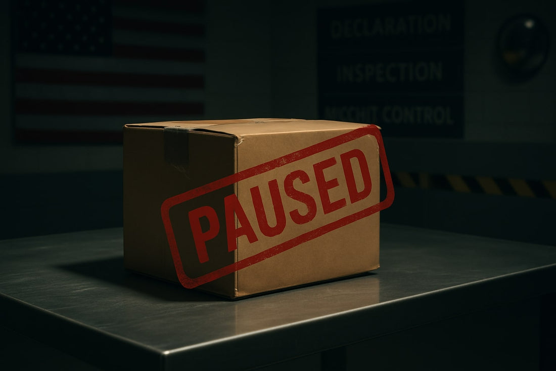 Paused Shipping Box at US Customs Inspection Table